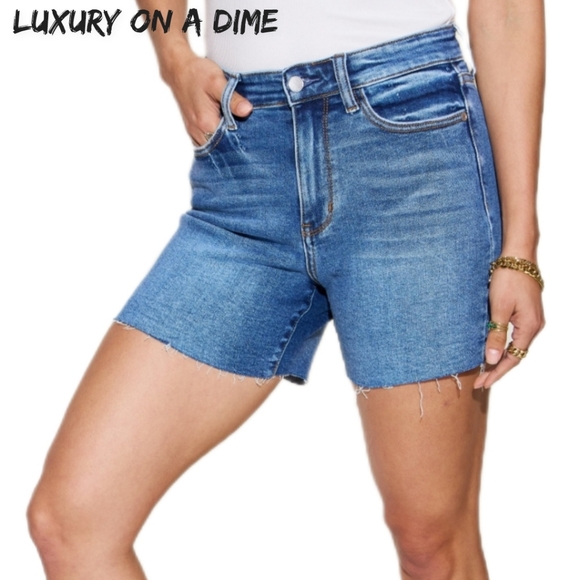 Skinny Legs Skinny Denim Shorts Womens Judy Blue High Rise Retro